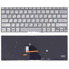Клавиатура для ноутбука Sony SVF14N FIT серебристая с подсветкой