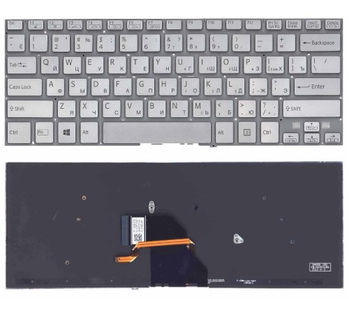Клавиатура для ноутбука Sony SVF14N FIT серебристая с подсветкой