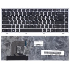 Клавиатура для ноутбука Sony Vaio VPC-S черная с серебристой рамкой