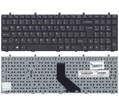 Клавиатура для ноутбука DNS 0170720 Clevo W350 w370 черная (большой ENTER)