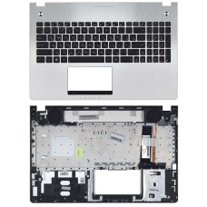 Клавиатура для ноутбука Asus N56 топ-панель черно-серебристая с подсветкой