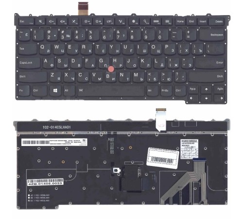 Клавиатура для ноутбука Lenovo ThinkPad X1 carbon Gen 3 2015 черная c подсветкой