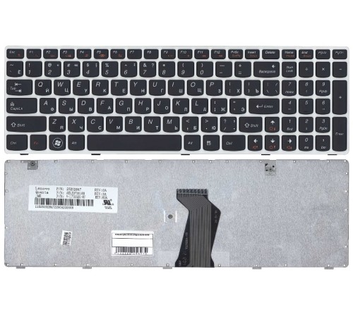 Клавиатура для ноутбука Lenovo Ideapad G580 G585 Z580 Z585 Z780 G780 черная с белой рамкой
