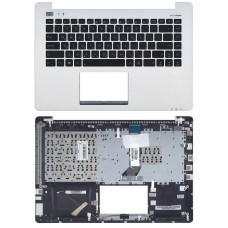 Клавиатура для ноутбука ASUS VivoBook S451LB черная топ-панель серебристая