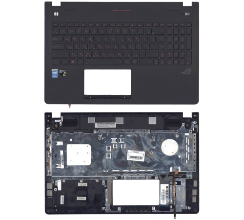 Клавиатура для ноутбука Asus N56 черная топ-панель с подсветкой
