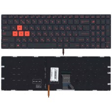 Клавиатура для ноутбука Asus GL702, GL702VS, GL702V, GL502, GL502VM черная, с подсветкой, с красными кнопками