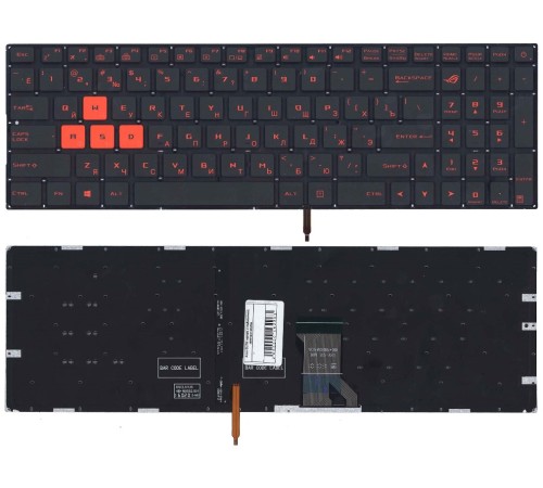 Клавиатура для ноутбука Asus GL702, GL702VS, GL702V, GL502, GL502VM черная, с подсветкой, с красными кнопками