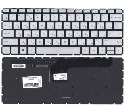 Клавиатура для ноутбука HP ENVY 13-d серебристая с подсветкой
