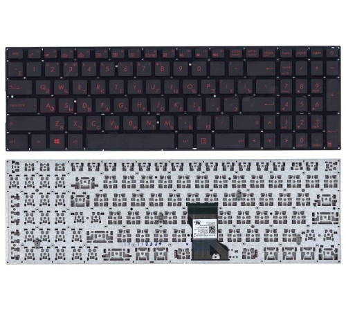 Клавиатура для ноутбука Asus N541, N501 черная, шрифт красный, с подсветкой