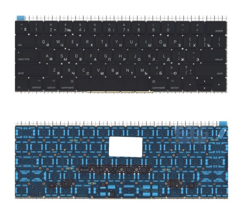 Клавиатура для ноутбука MacBook Pro  Retina A1706 черная с подсветкой плоский Enter