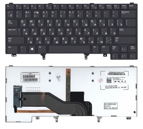 Клавиатура для ноутбука Dell Latitude E6320 E6420 E5420 черная без указателя с подсветкой