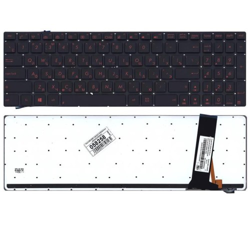 Клавиатура для ноутбука Asus N56 N56V черная с красной подсветкой