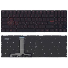Клавиатура для ноутбука Lenovo Legion Y520 Y520-15IKB черная без рамки, красная подсветка [9031]