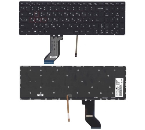 Клавиатура для ноутбука Lenovo IdeaPad Y700 Y700-15ISK черная, без рамки, с подсветкой