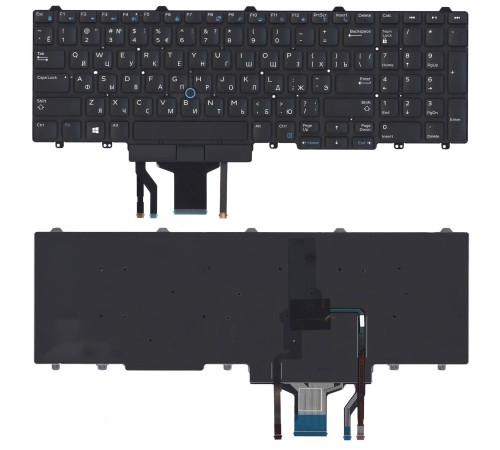 Клавиатура для ноутбука Dell Latitude E5550 черная без рамки с подсветкой (гор. Enter)