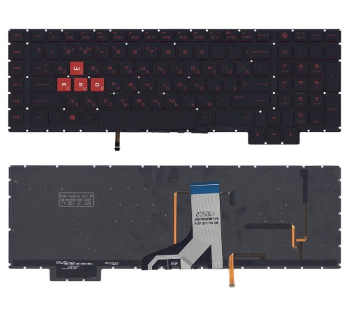 Клавиатура для ноутбука HP Omen 17-AN, 17-AN000 черная с красной подсветкой