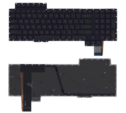 Клавиатура для ноутбука Asus ROG G752 черная без рамки, красная подсветка