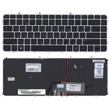 Клавиатура для ноутбука HP Envy 4-1000 Envy 6-1000 черная с серебристой рамкой и подсветкой