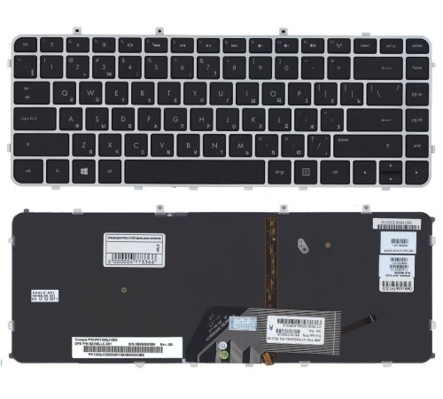  Клавиатура для ноутбука HP Envy 4-1000 Envy 6-1000 черная с серебристой рамкой и подсветкой
