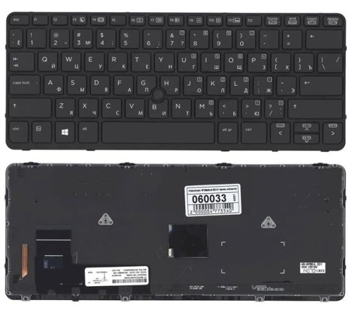 Клавиатура для ноутбука HP EliteBook 720 G1 820 G1 черная с черной рамкой, указателем и подсветкой 