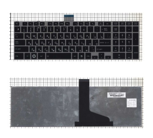 Клавиатура для ноутбука Toshiba Satellite L850 черная c серебристой рамкой