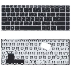 Клавиатура для ноутбука HP EliteBook Folio 9470M черная с серебристой рамкой без указателя