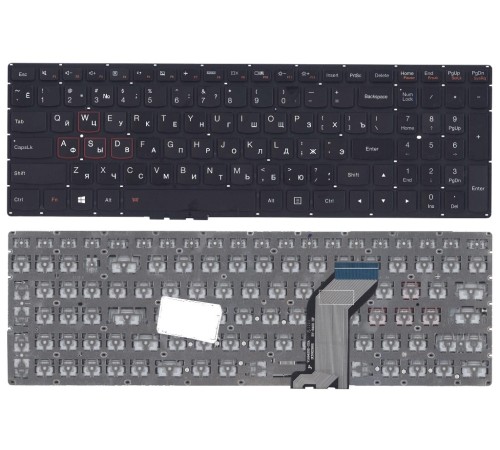 Клавиатура для ноутбука Lenovo IdeaPad Y700 Y700-15ISK черная с рамкой, без подсветки