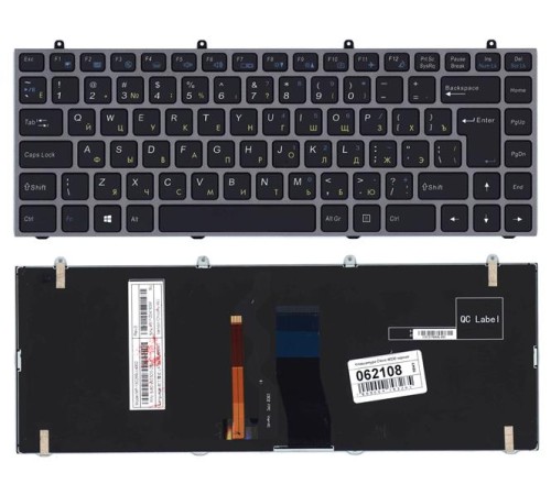 Клавиатура для ноутбука Clevo W230 черная с серой рамкой