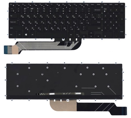 Клавиатура для ноутбука Dell Inspiron 15-5565, 5567, 5570, G3 15 3579, G5 15 5587, G7 15 7588 (RU) черная с подсветкой