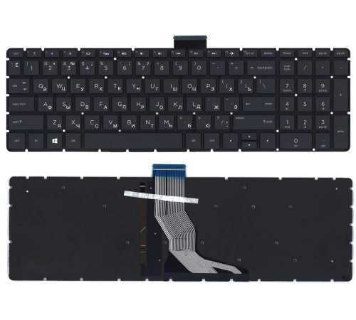 Клавиатура для ноутбука HP Pavilion 15-BS, 15-BW, 15-RA, 17-AK, 250 G6, 255 G6, 256 G6, 258 G6 черная с белой подсветкой, без рамки