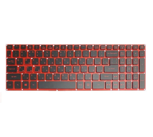 Клавиатура для ноутбука Acer Nitro 5 AN515, AN515-51, AN515-52, AN515-53 (RU) черная с красной подсветкой, стрелки без рамки