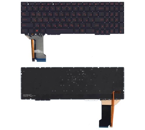 Клавиатура для ноутбука Asus FX553VE, FX553VD, FX753VD, GL753V, GL753VE черная с красной подсветкой