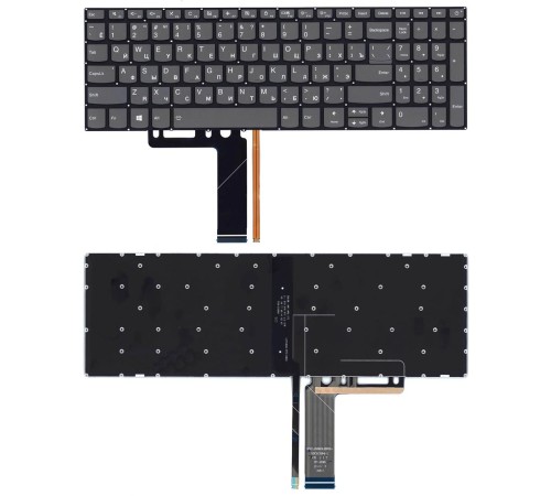 Клавиатура для Lenovo IdeaPad 320-15ABR, 320-15ISK, 330-15ARR, 330-15IKB (RU) серая, с подсветкой