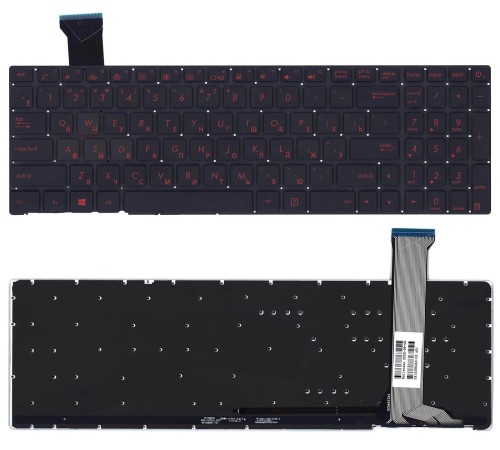 Клавиатура для ноутбука Asus GL552VW, G551J, G771, GL552, GL752, N751 черная с красной подсветкой