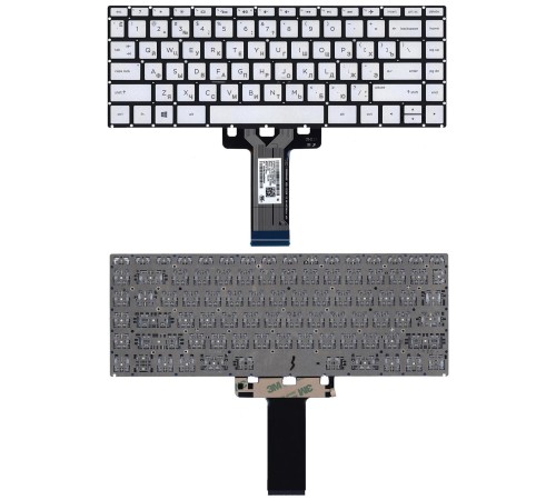 Клавиатура для ноутбука HP 14-DK, 14-BA, 14-CF серебристая с подсветкой