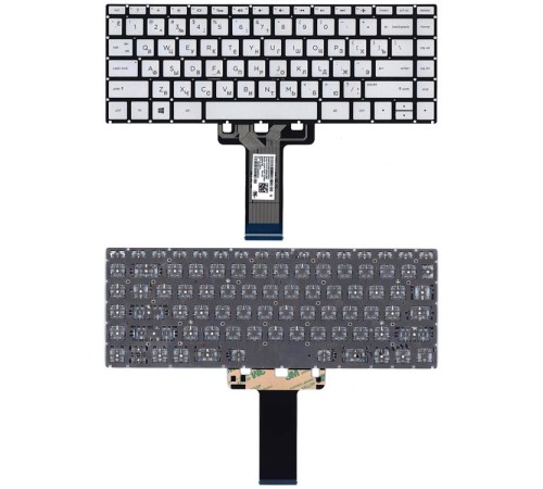 Клавиатура для ноутбука HP 14-bp000 серебристая с подсветкой