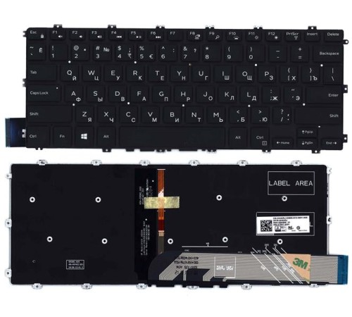 Клавиатура для ноутбука Dell Inspiron 14 5480 5481 5482 5485 5488 черная с подсветкой маленький энтер