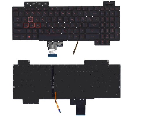 Клавиатура для ноутбука Asus Gaming FX504, FX504GD, FX504GE, FX505, FX505DY, FX505DD черная с красной подсветкой