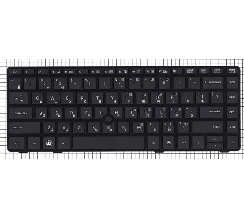 Клавиатура для ноутбука HP EliteBook 8460P ProBook 6460B 6465B черная с черной рамкой с указателем 