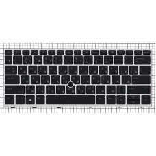 Клавиатура для ноутбука HP Elitebook 730 G5 735 G5 830 G5 836 G5 черная с серой рамкой и подсветкой