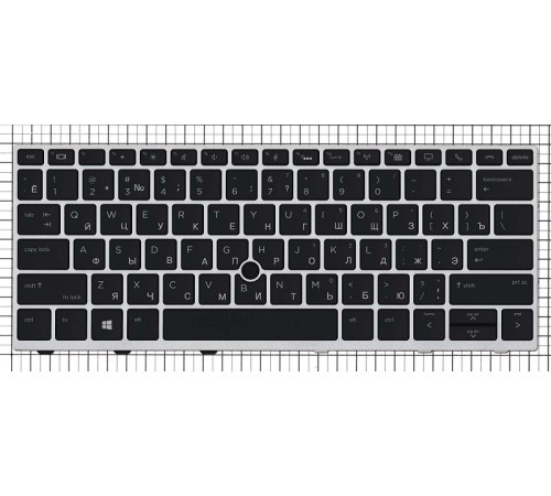 Клавиатура для ноутбука HP Elitebook 730 G5 735 G5 830 G5 836 G5 черная с серой рамкой и подсветкой