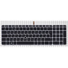 Клавиатура для ноутбука HP Elitebook 850 G3 850 G4 черная с серой рамкой и подсветкой