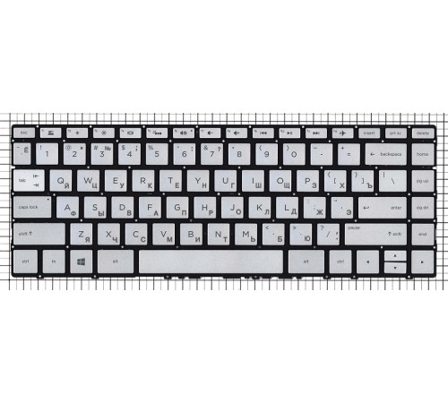Клавиатура для ноутбука HP Envy 13-AD серебристая с подсветкой
