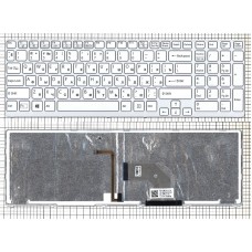 Клавиатура для ноутбука Sony Vaio SVE17 белая рамка с подсветкой
