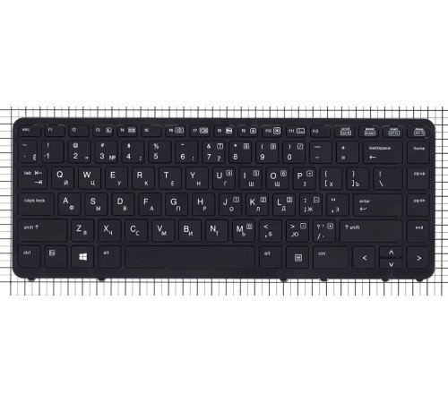 Клавиатура для ноутбука HP EliteBook 840 G1 G2 черная c рамкой без указателя и без подсветки 