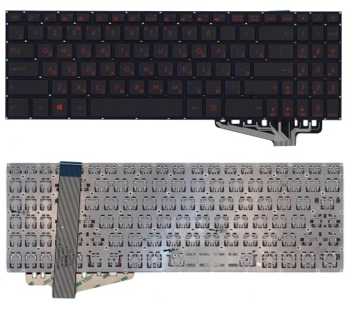 Клавиатура для ноутбука Asus FX570, X570Z, FX570ZD, FX570U, FX570UD, FX570D, FX570DD черная с подсветкой