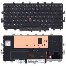 Клавиатура для ноутбука Lenovo Thinkpad Yoga X1 1st Gen 2016 черная с подсветкой с рамкой