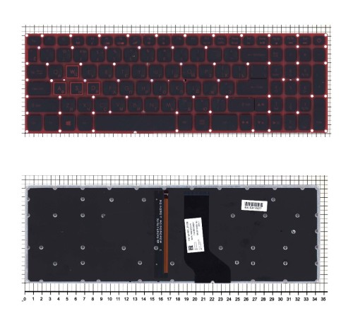 Клавиатура для ноутбука Acer Aspire VN7-593G черная с красной подсветкой