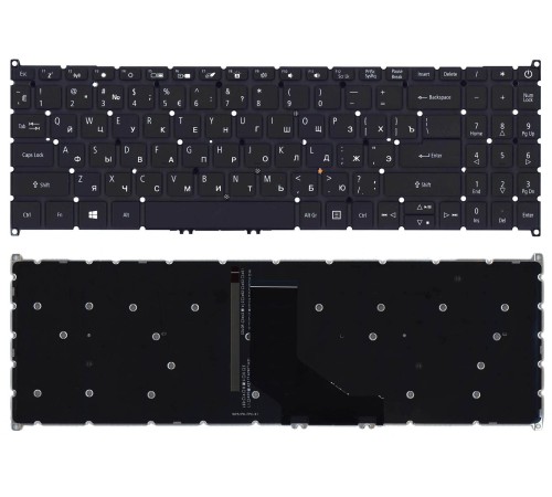 Клавиатура для ноутбука Acer Aspire 5 A515-52, A515-52G, A515-43 (RU) черная с подсветкой