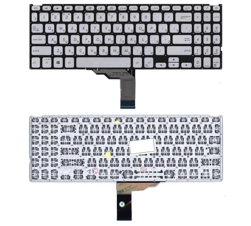 Клавиатура для ноутбука Asus Vivobook F509 F512 X509 X512 серебристая с подсветкой